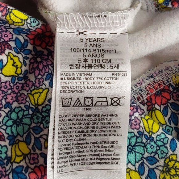 'GAP' FLORAL FLEECE LOGO HOODIE FULL~ZIP JACKET - Picture 7 of 16